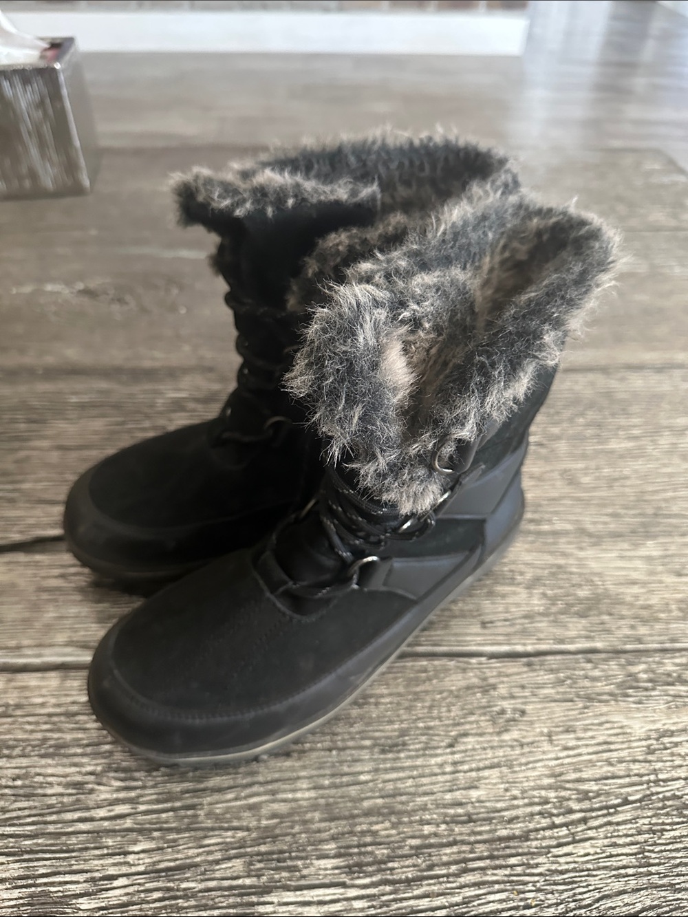 C9 by Champion Black Faux-Fur Winter Lace-Up Boots